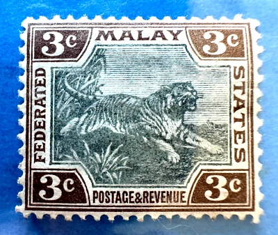 Malaya 1900-01 Federated Malay States FMS Tiger 3c Crown CA MH SG#16a M6251 - Image 1 of 3