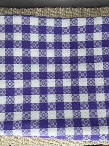 Vintage Purple Gingham Fabric Check Plaid Stretch Poly 1" Square 44"x106" - Picture 1 of 3