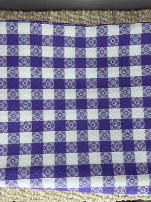 Vintage Purple Gingham Fabric Check Plaid Stretch Poly 1" Square 44"x106" - Image 1 of 3