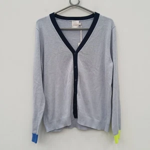 Whisper By Brodie Cardigan UK M Womens Blue Long Sleeve Cashmere New FLT20-DM - Picture 1 of 10