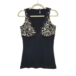 Camiseta sin mangas vintage y2k Bisou Bisou negra con estampado de animales de cebra gótica punk M - Imagen 1 de 5