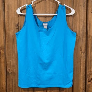 Chico's Comfort Tank Top Womens Size 2 Azure Blue Wide Strap Scoop Neck - Picture 1 of 3