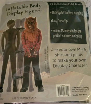 Halloween Inflatable Mannequin  Full Body Figure Instant  Display 72" Black - Image 1 of 4