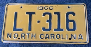 Vintage 1966 North Carolina License Plate LT-316 - Picture 1 of 2