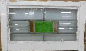 VIDRIERA GEOMÉTRICA ANTIGUA INGLESA CON PLOMO 20.25" X 12.25" - Imagen 1 de 3