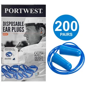 Portwest 200 Pair Disposable PU Soft Foam Ear Plugs Noise Reduction Sleep Bulk - Bild 1 von 9