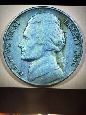 1950 No Mint Mark 5 C Jefferson Nickel Error Lamination R43 - Image 1 of 4