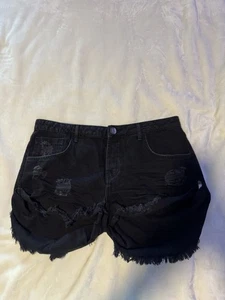 NWT One Teaspoon Women’s Bandits Denim Shorts in “Double Black” Size 31 $99 - Picture 1 of 14