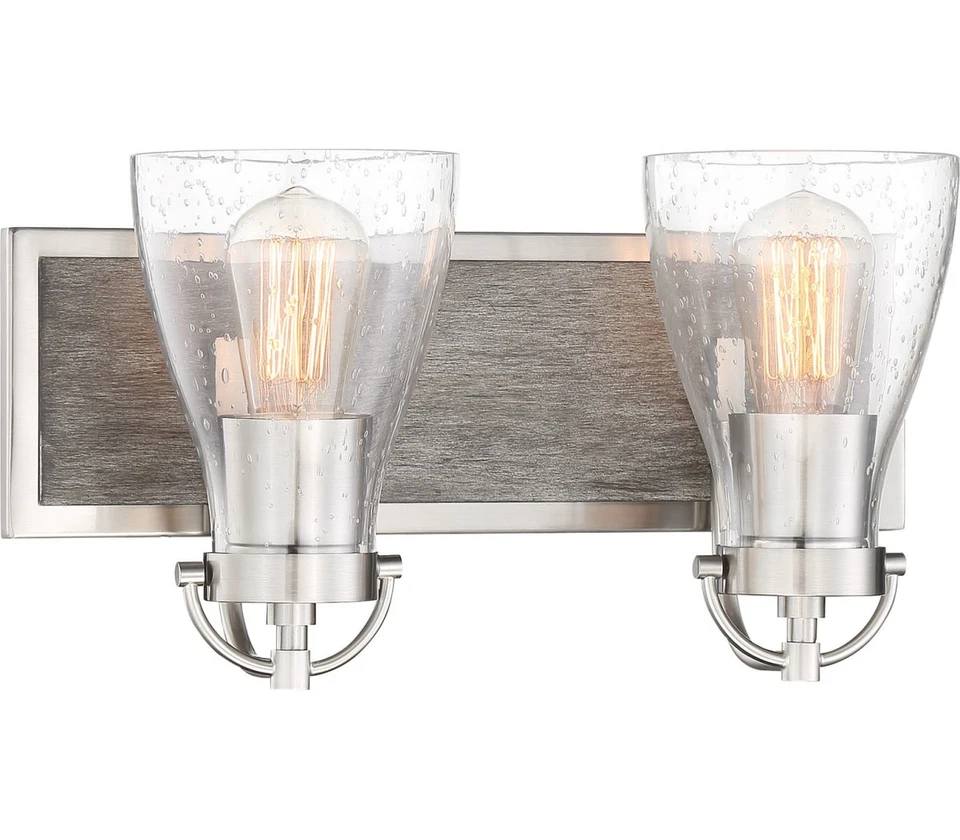 Tocador de guarnición Minka-Lavery 3342-098, 2 luces 120 vatios totales, níquel cepillado Foto 1 de 1