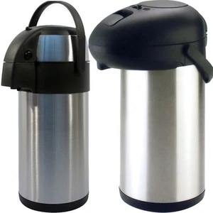 3L / 5L PRIMA STAINLESS STEEL AIRPOT HOT TEA COFFEE DRINKS VACUUM FLASK JUG NEW - Picture 1 of 5