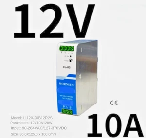 LI120-20B12R2S 12V 10A 120W Din Rail Switch Power Supply AC/DC MORNSUN - Foto 1 di 4