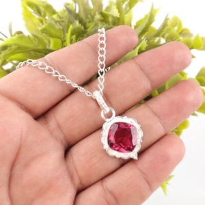 Natural Pink Tourmaline Gemstone Birthday Gift For Pendant 925 Sterling Silver - Picture 1 of 3