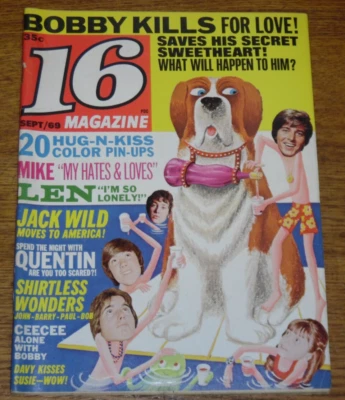 Vintage Teen Magazine - 16 Magazine - Vol. 11 No. 4 Sept 1969 Foto 1 de 4