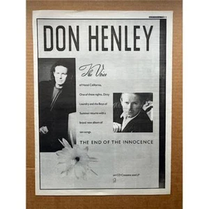 DON HENLEY THE END OF THE INNOCENCE POSTER SIZED original music press advert fro - Imagen 1 de 1