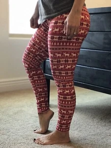 Buttery Soft Christmas Tree Reindeer Snowflake Leggings One Size S M L Snow OS - Picture 1 of 3