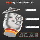 3 Tier Steamer Stainless Cooker Meat Vegetable Cooking Steam Pot w/Glass Lid