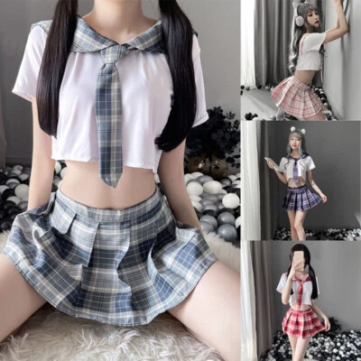 Sexy Women Naughty School Girl Uniform Outfit Fancy Dress Costume Cosplay Set - Image 1 of 4