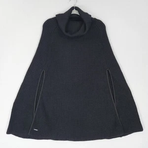 Ralph Lauren Suéter Mujer Talla Única Negro Mezcla Lana Capucha Cuello Capa Poncho LRL - Imagen 1 de 10