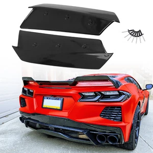 Par de alerones traseros negros con flash de carbono para Corvette C8 2020-up Z51 - Imagen 1 de 23