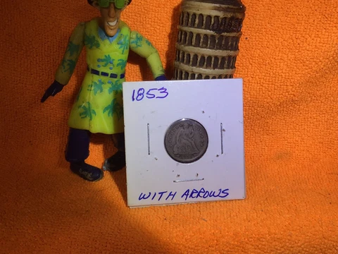 1853 W/ARROWS FULL LIBERTY & 1848 BENT (FREE)SEATED LIBERTY DIMES Cover