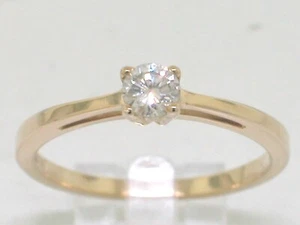 Anillo solitario brillante 585 oro amarillo 14 quilates 1 brillante 0,26 quilates anillo de compromiso - Imagen 1 de 5