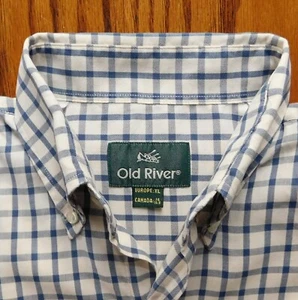 Check shirt size XL by Old River Chest pocket Button down collar Blue Cream SK - Picture 1 of 8