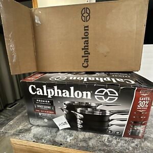 Calphalon Premier 8 Piece Space Saving Hard Anodized Cookware Set Pots Pans New