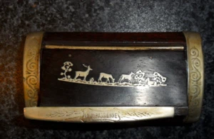 uralte Schnupftabak Dose Holz m. Silbereinlage , 100 Jahre alt - Bild 1 von 4