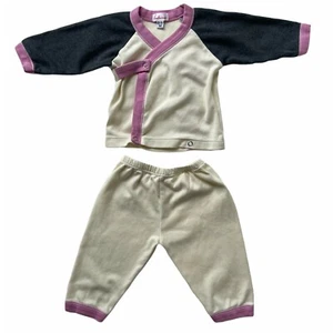 Conjunto Camisa Pantalones Algodón Envolvente Gris Crema Rosa Bebé Niña Diseño Loralin Bebé Niña 3M - Imagen 1 de 11