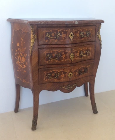 French Antique Marquetry Commode Louis XV Style C.1880 …One  of a Matched Pair Cover