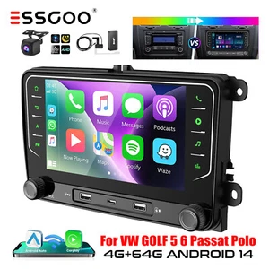 7" Carplay Autoradio Android 14 DAB+ GPS NAV Kamera 2+64G Für VW GOLF 5 6 Touran - Bild 1 von 17