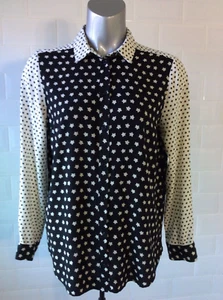 SIZE 8 TOPSHOP BLACK & WHITE DITSY DAISY FLORAL PRINT SHIRT BLOUSE SPRING SUMMER - Picture 1 of 8