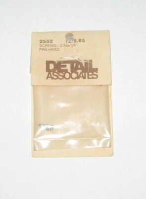 HO Detail Associates 2552 SCREWS  - 2-56 X 1/8" PAN HEAD QTY. 3 SCREWS - Image 1 of 2