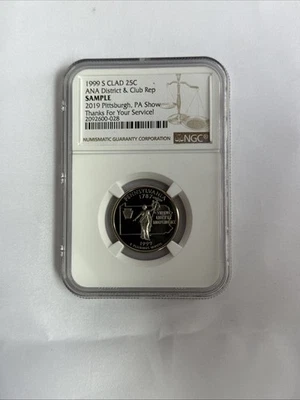 2019 Pittsburgh ANA District & Club Rep Pennsylvania Quarter NGC SAMPLE - Image 1 of 4