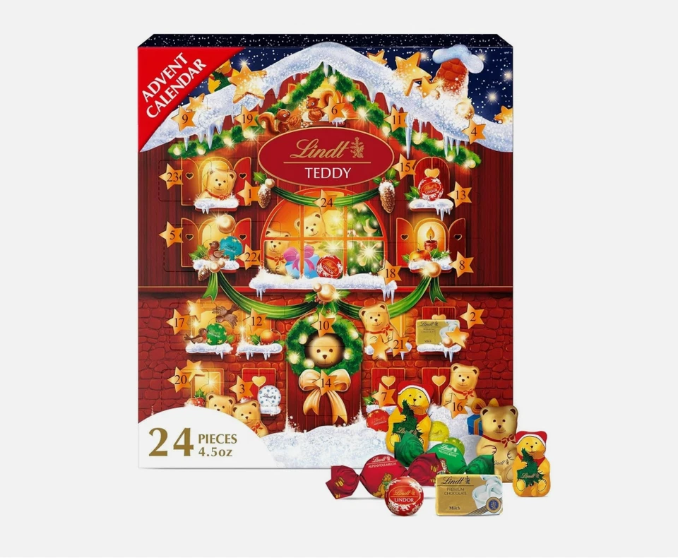 Oso de peluche chocolate calendario de adviento - dulces golosinas de Navidad, 4,5 OZ Foto 1 de 4