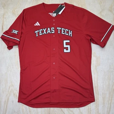 NEW Patrick Mahomes Texas Tech Red Raiders Adidas Baseball Jersey JP3739 LG - Image 1 of 4