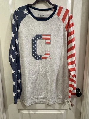 Men's MLB Cleveland Indians Stitches Stars & Stripes baseball tee NWT size XL - Image 1 of 4