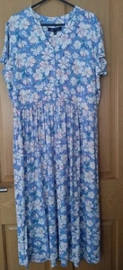 Crew Clothing Ladies Blue Floral Button Jersey Dress RRP £65 New "Amber" Size 14 - Picture 1 of 3