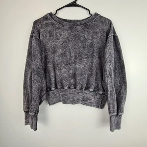 Be You Acid Wash Sweatshirt Gray Women's Small Oversized Cropped Sweater Top - Picture 1 of 8