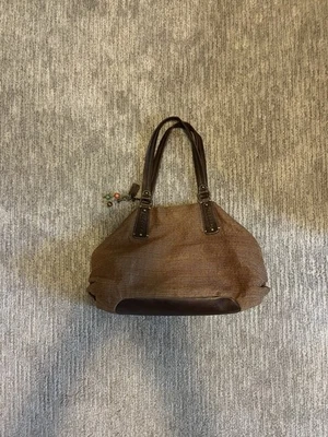 Bolso Hobo Fossil Para Mujer Vintage Tejido Marrón/Cuero Borde Con Cuentas - Foto 1 de 4