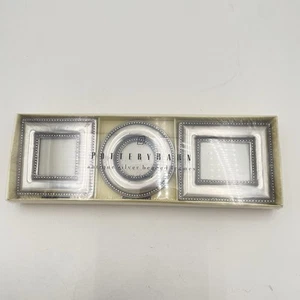 NWT Pottery Barn Antique Silver Beaded Mini Frames Set of 3 - Picture 1 of 9