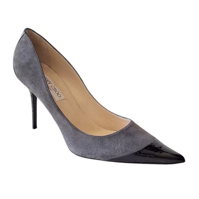 Jimmy Choo Gray Black Suede  Heel Pump Stilletto Luxury Old Money 10.5 EU 40.5 - image 1 of 4