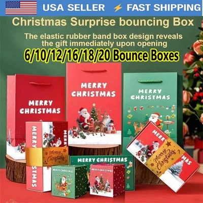 Feliz Navidad Sorpresa Regalo Cajas Explosión Dinero Rebote Saltar Caja Niños Regalo Foto 1 de 4