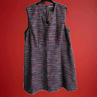 TU Size 22 Red Woven Shift Dress Red Black Grey Tweed Look - Image 1 of 4