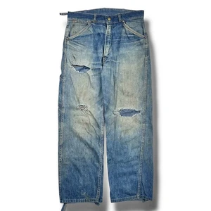Vintage 50s Big Smith Carpenter Denim Pants Sanforized Faded Farm Distressed - Picture 1 of 10
