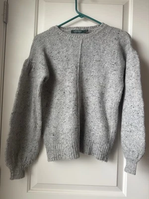 Suéter Pullover Ralph Lauren Para Mujer Tejido Lana Mezcla Alpaca Gris Mediano Camisa Foto 1 de 4
