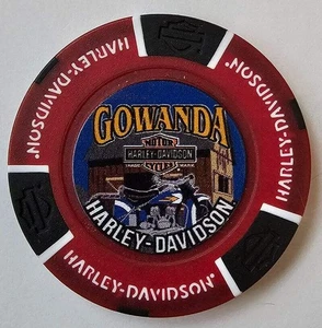 GOWANDA HARLEY-DAVIDSON (NY) Full Color Dark Red/Black Poker Chip - Picture 1 of 2