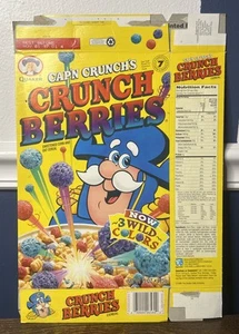 Caja plana de cereales Cap’n Crunch’s Crunch Berries 1997 de colección 3 colores salvajes - Imagen 1 de 2