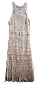BB Dakota Women's Ivory Crochet Knit Maxi Dress Sz M Bohemian Coastal Festival - Picture 1 of 10