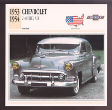 1953-1954 Chevrolet 2400 Bel Air 4-Door Sedan Car Photo Spec Sheet Info CARD